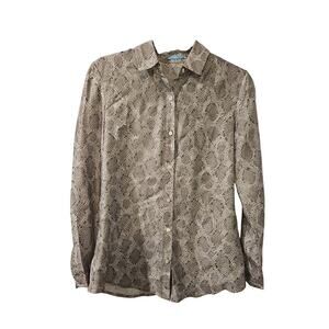 J. McLaughlin Lois Womens Size XS Heather‎ Gray Desert Scale Silk Snakeskin Top
